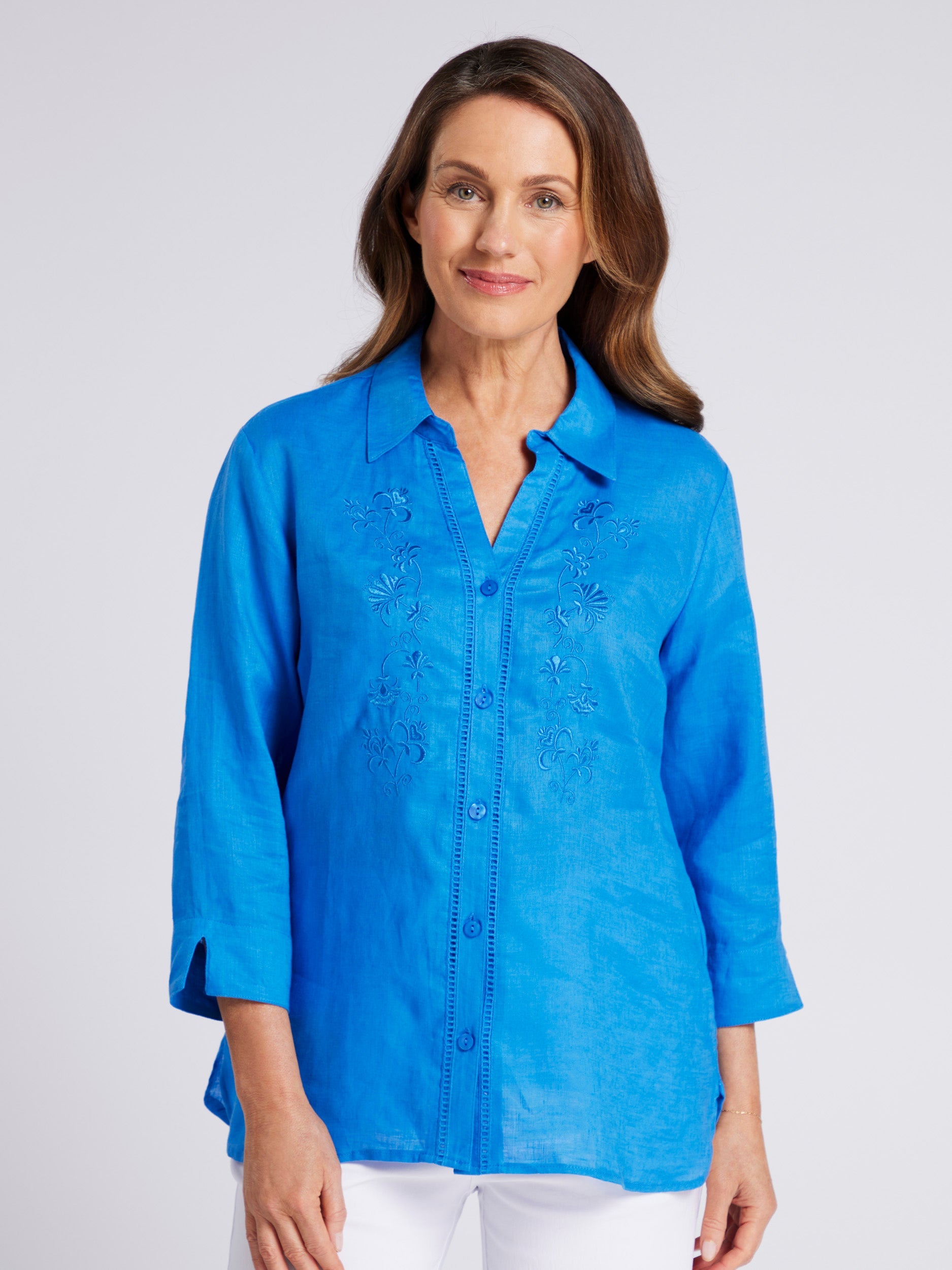 Niya Embroidered 3/4 Sleeve Shirt