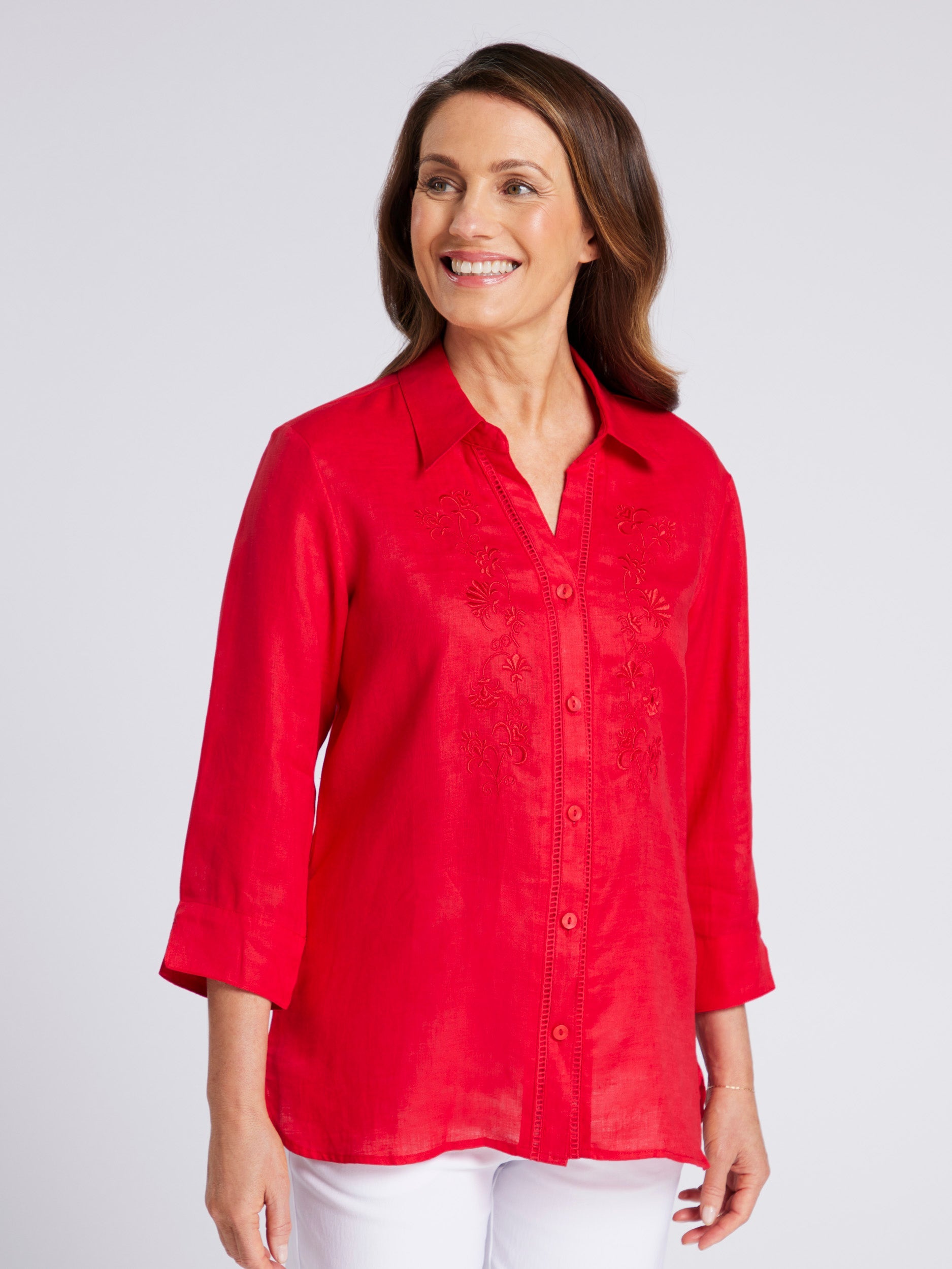 Niya Embroidered 3/4 Sleeve Shirt