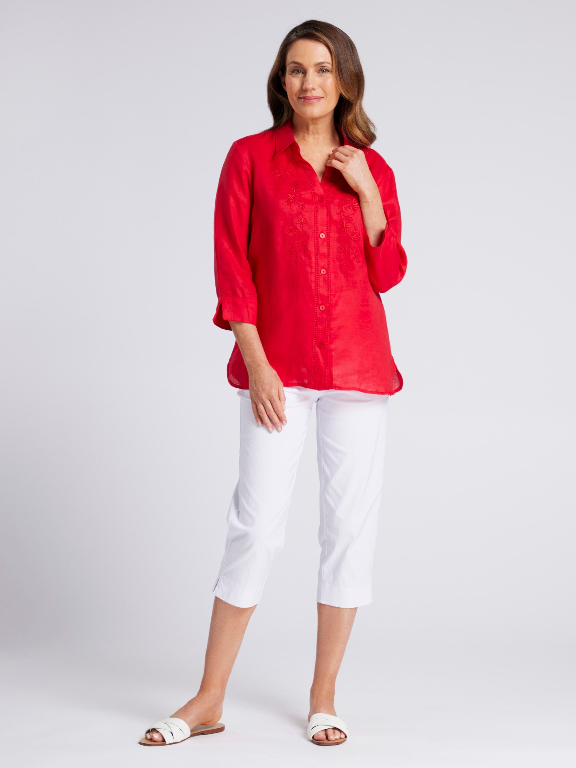Niya Embroidered 3/4 Sleeve Shirt