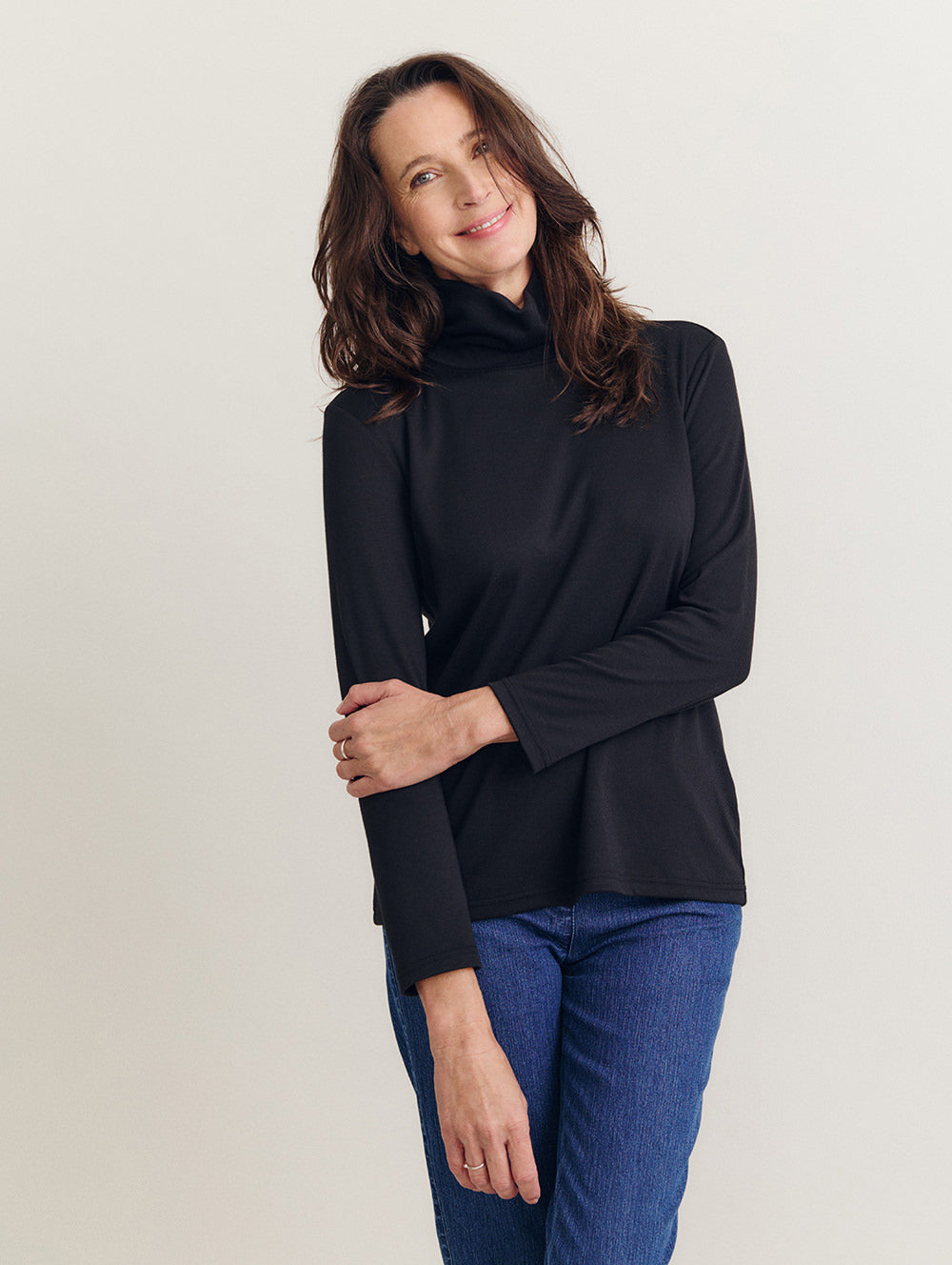 Women's Winterlock Roll Neck Skivvy in Black | Black Pepper NZ