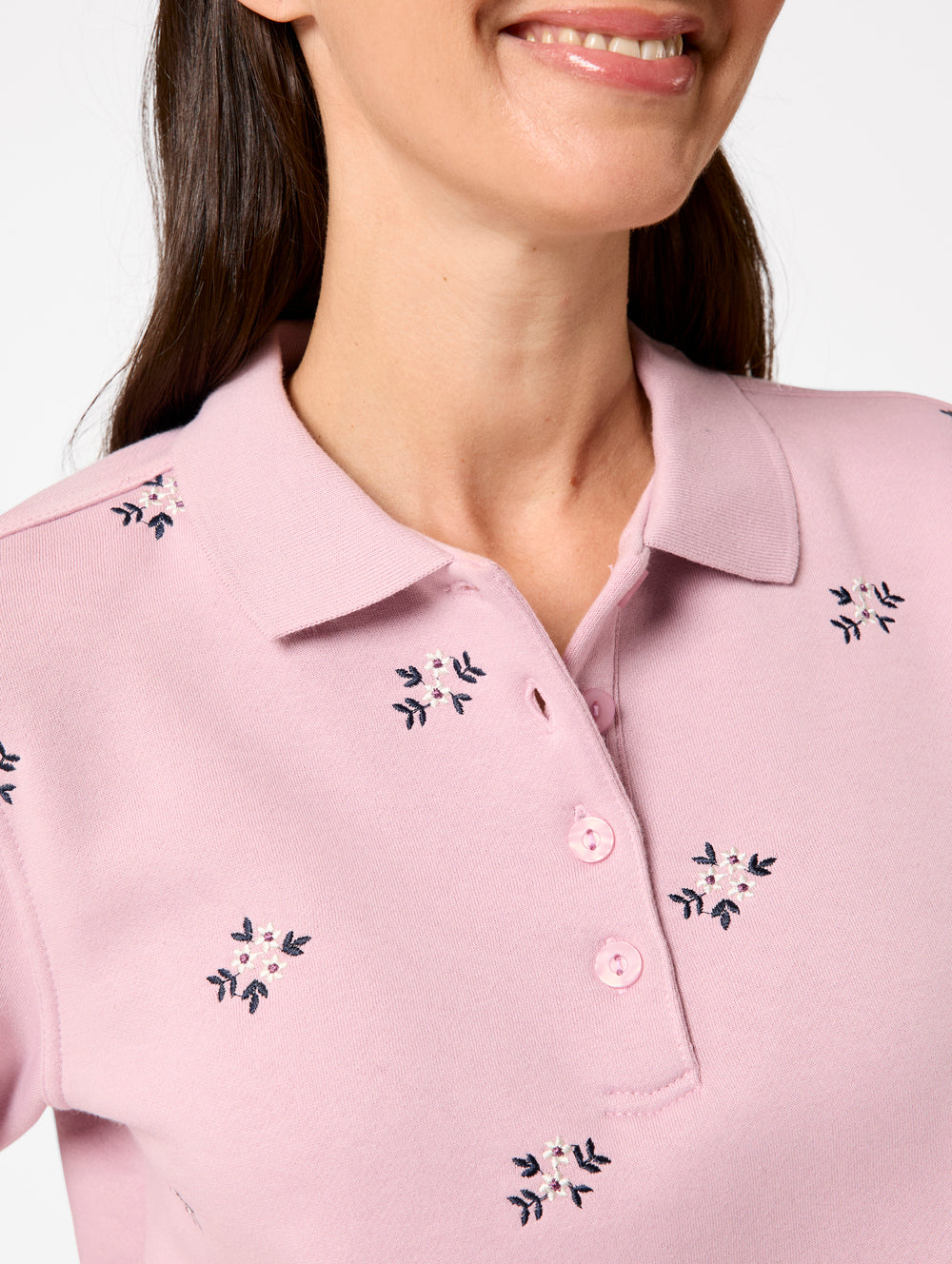 Floral Embroidered Fleece Polo