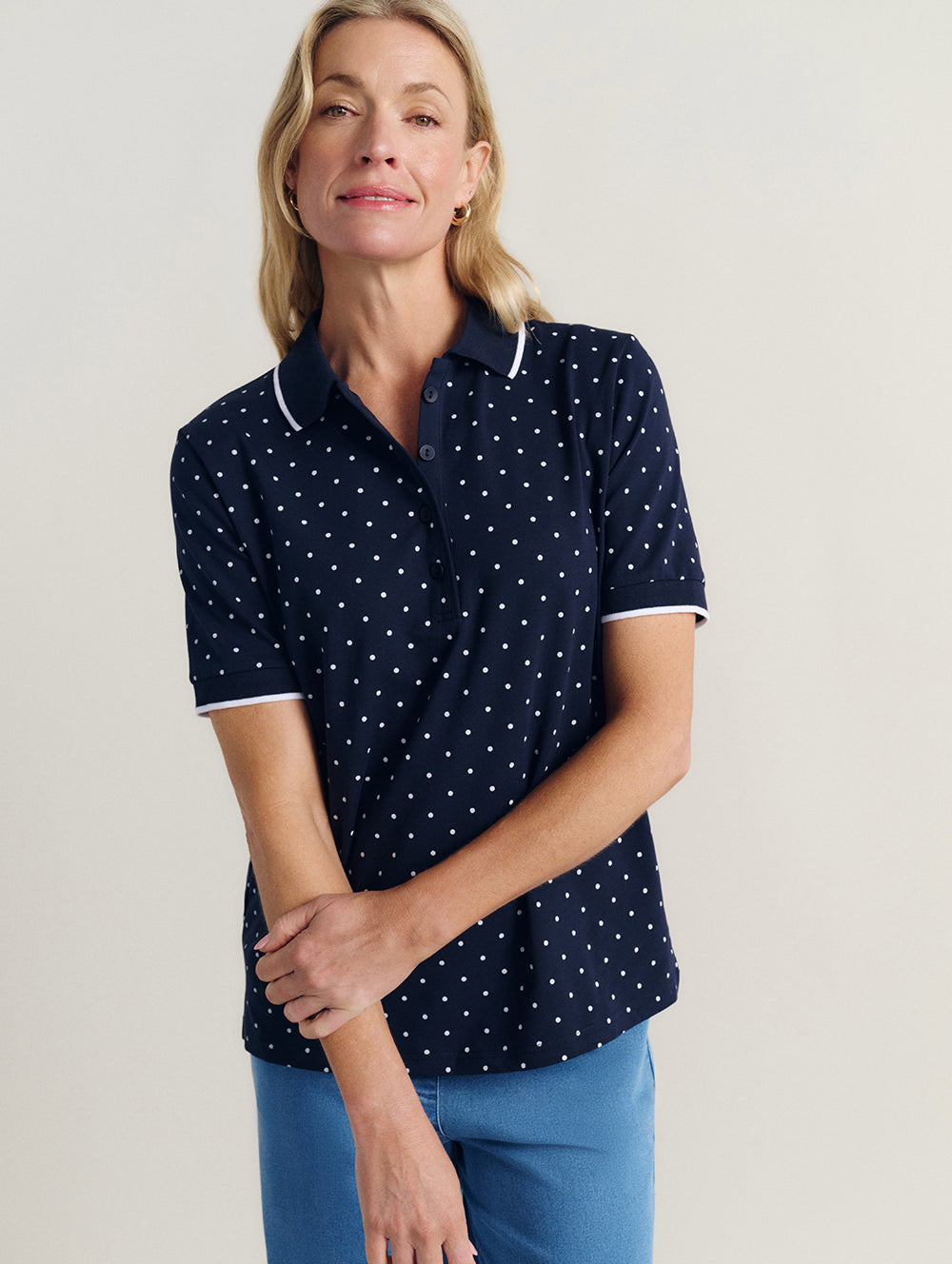 Polka Dot Short Sleeve Polo