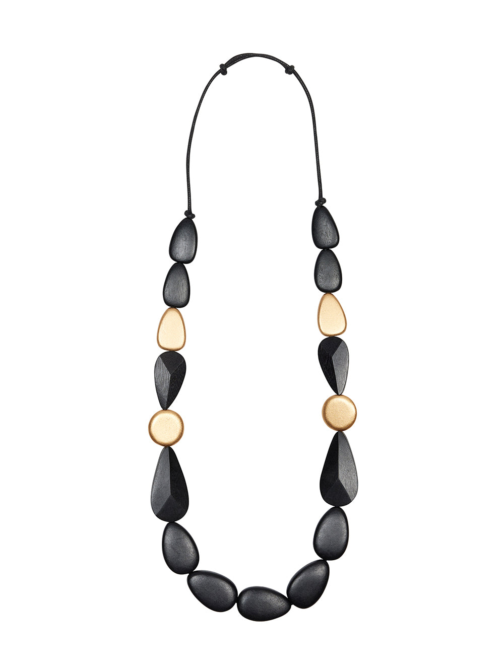 Gold Accent Wooden Necklace