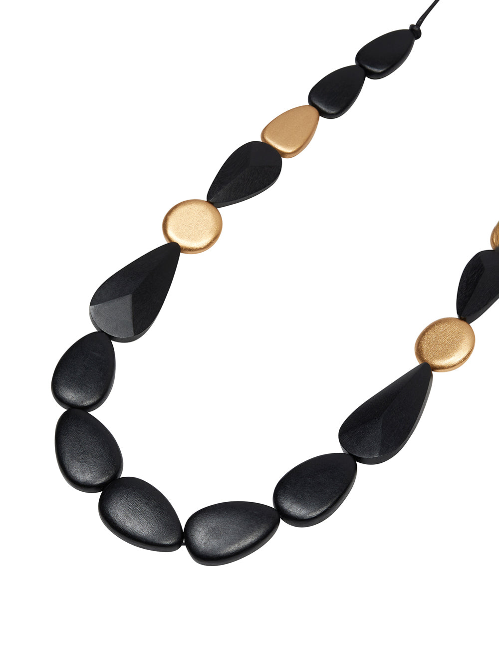 Gold Accent Wooden Necklace