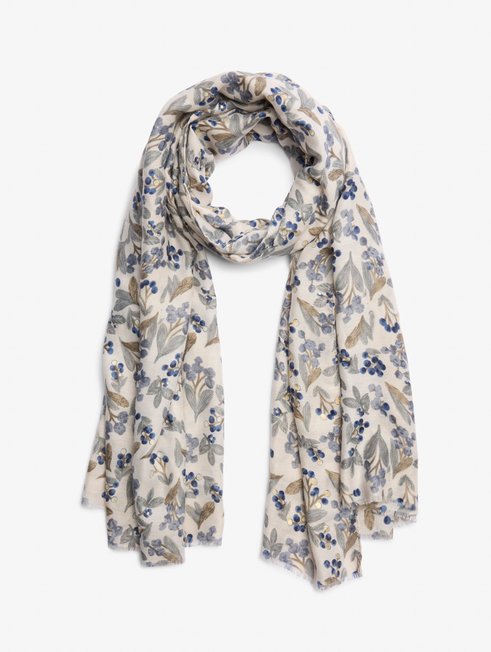 Floral Print Scarf With Gold Foil