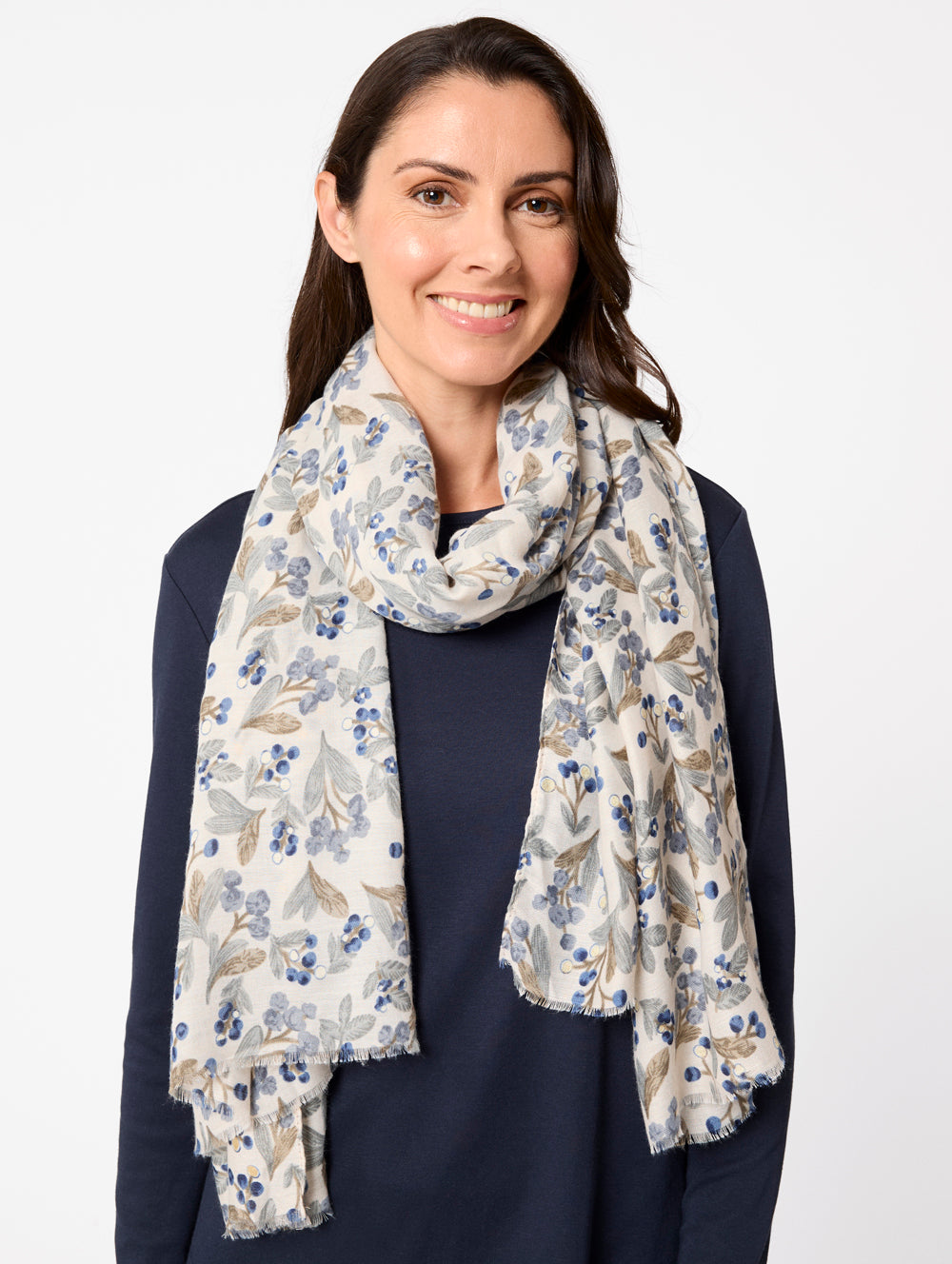 Floral Print Scarf With Gold Foil