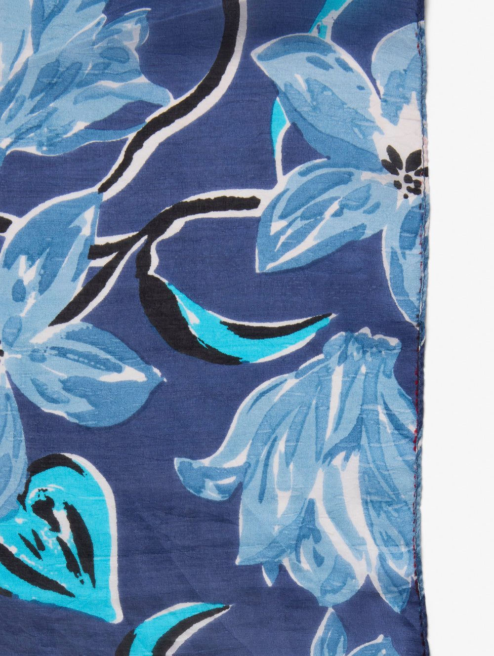 Blue Floral Silk Scarf