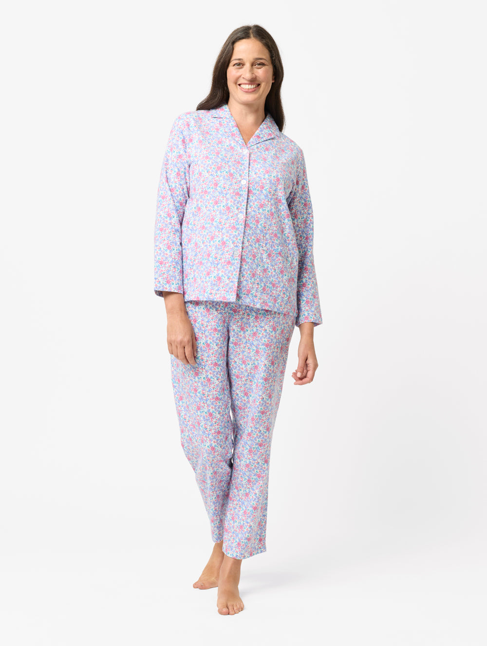 Wilde Pyjama Set - Women's Button Front Floral Pyjamas in Pink - Black ...
